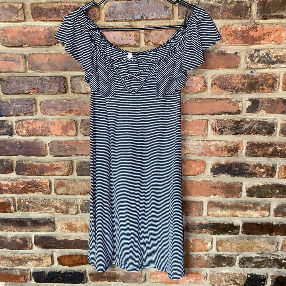 L.A. hearts Black White Striped Ruffled Strappy Mini Dress Women's Size Large